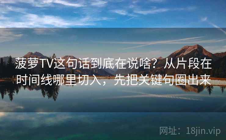 菠萝TV这句话到底在说啥?从片段在时间线哪里切入,先把关键句圈出来 菠萝TV这句话到底在说啥?从片段在时间线哪里切入,先把关键句圈出来